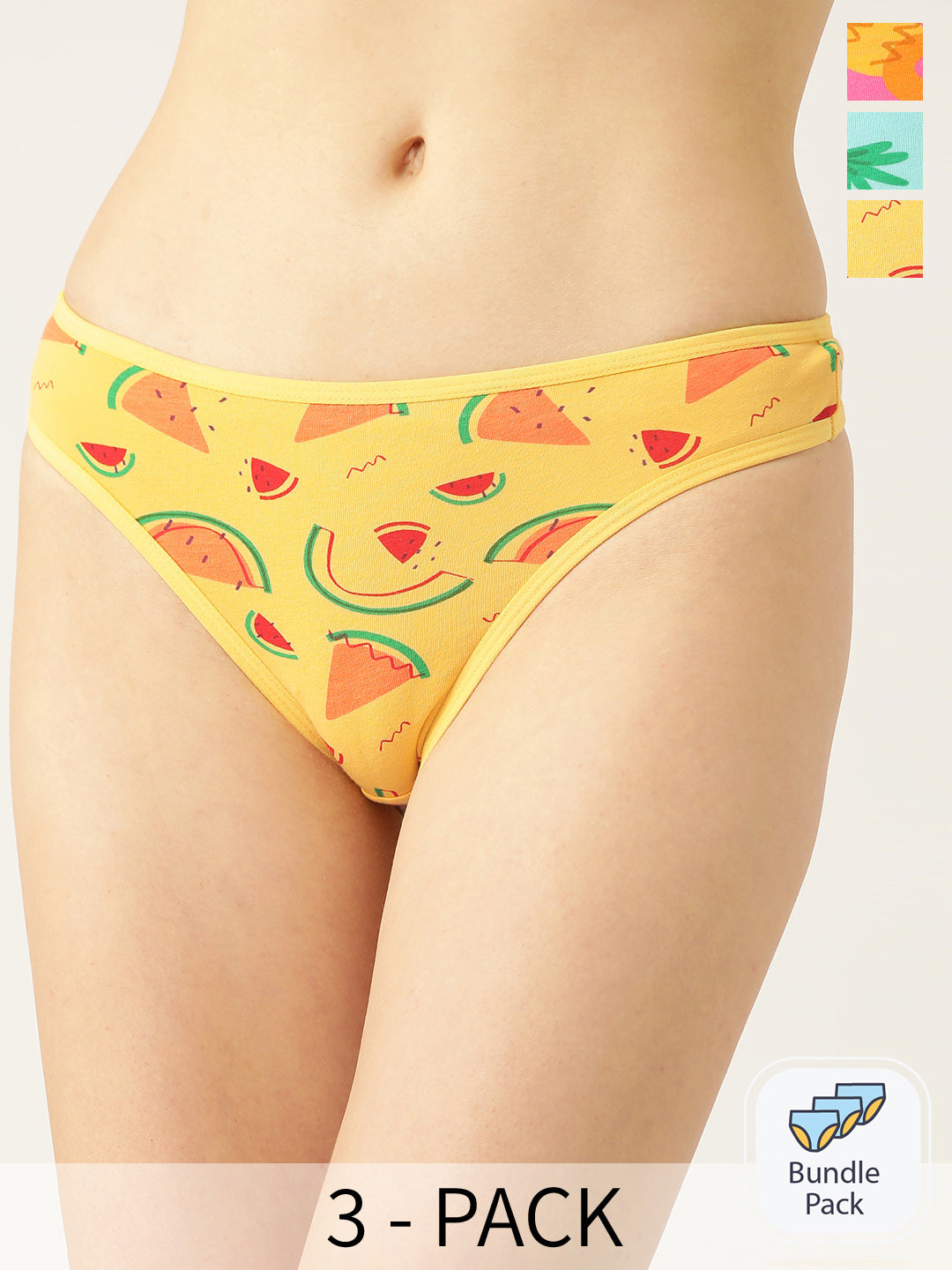 Women’s Printed Low Rise Thong Briefs (Pack of 3)