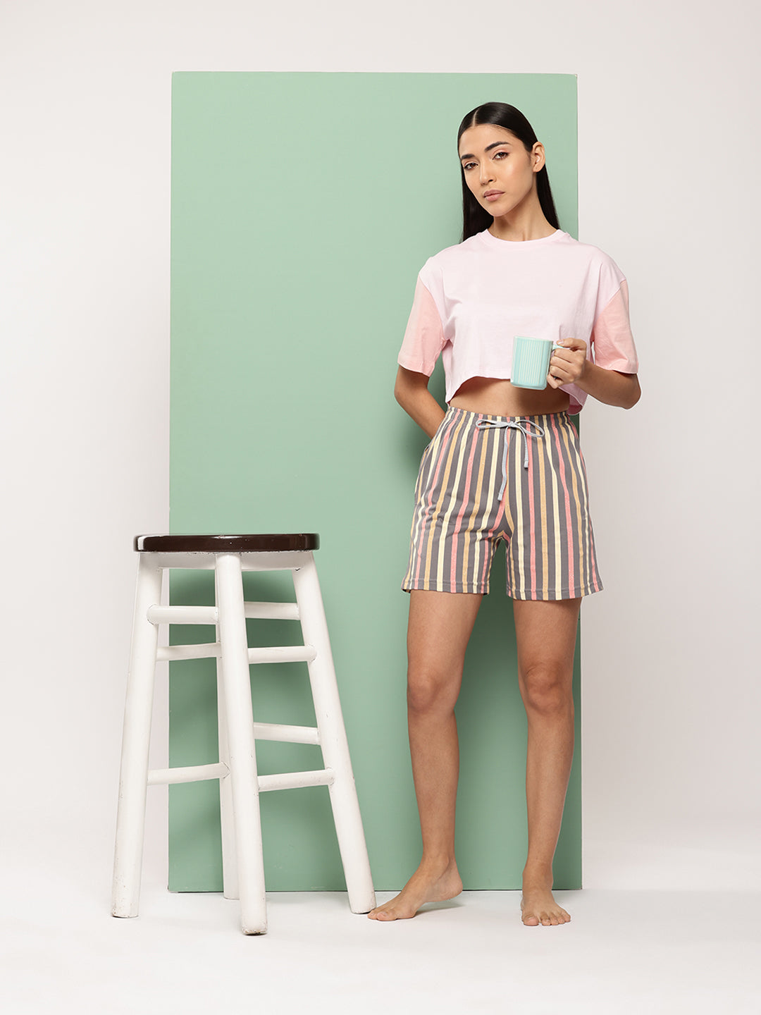 Women's Floral Printed Mid Rise Bermuda Lounge Shorts