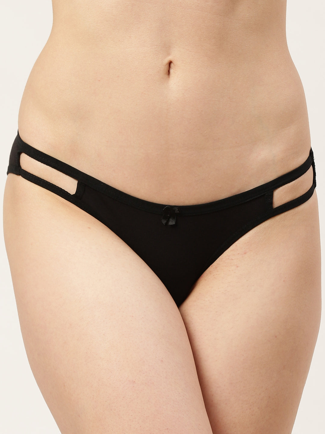 Women’s Solid Black Mid-Rise Bikini Brief | MARY-BK-1 | Leading Lady