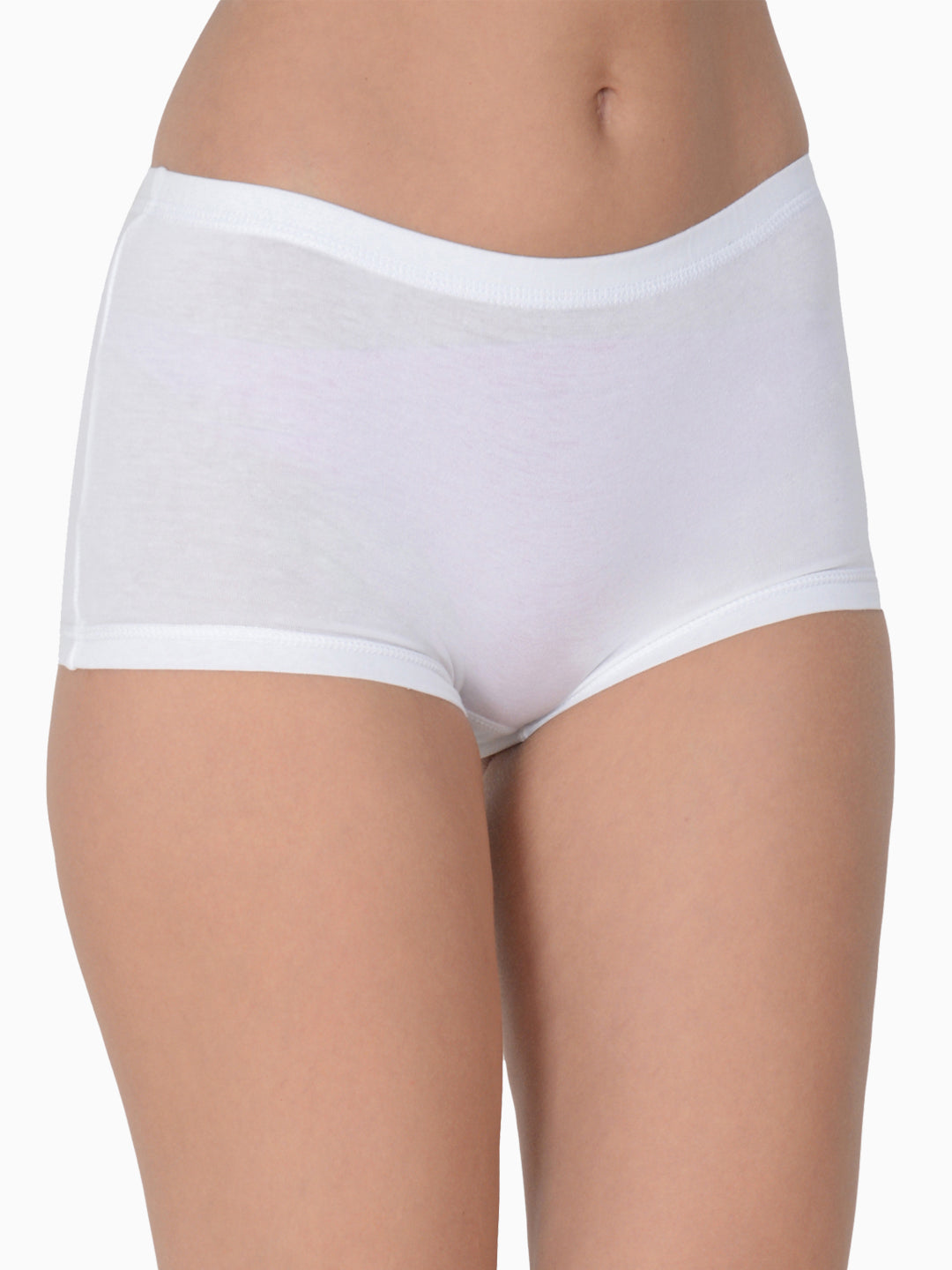 Women’s Solid White Mid-Rise BoyShort Brief | JOY-WH-1 | Leading Lady