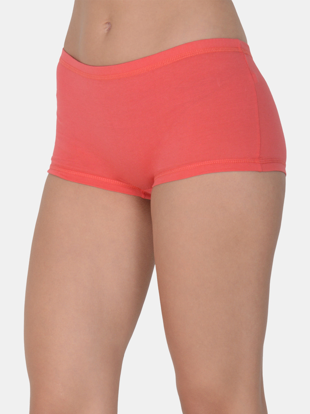 Women’s Solid Coral Mid-Rise BoyShort Brief | JOY-GJ-1 | Leading Lady