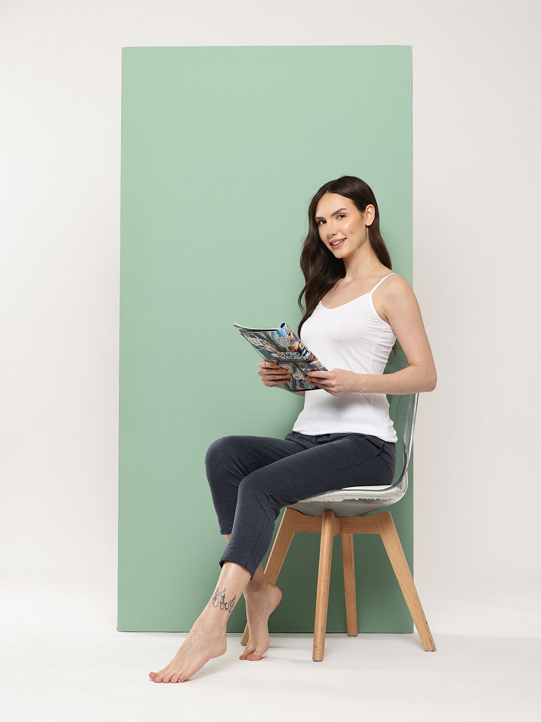 Leading Lady Women’s Solid V-Neck Sleeveless Cotton Camisole Regular Fit Tank Top [ LYC-01]