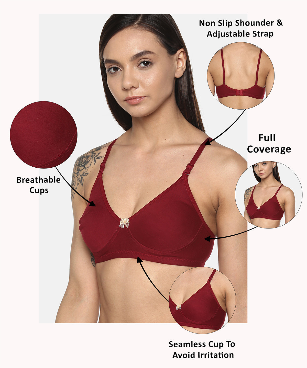 Maroon T Shirt Bra