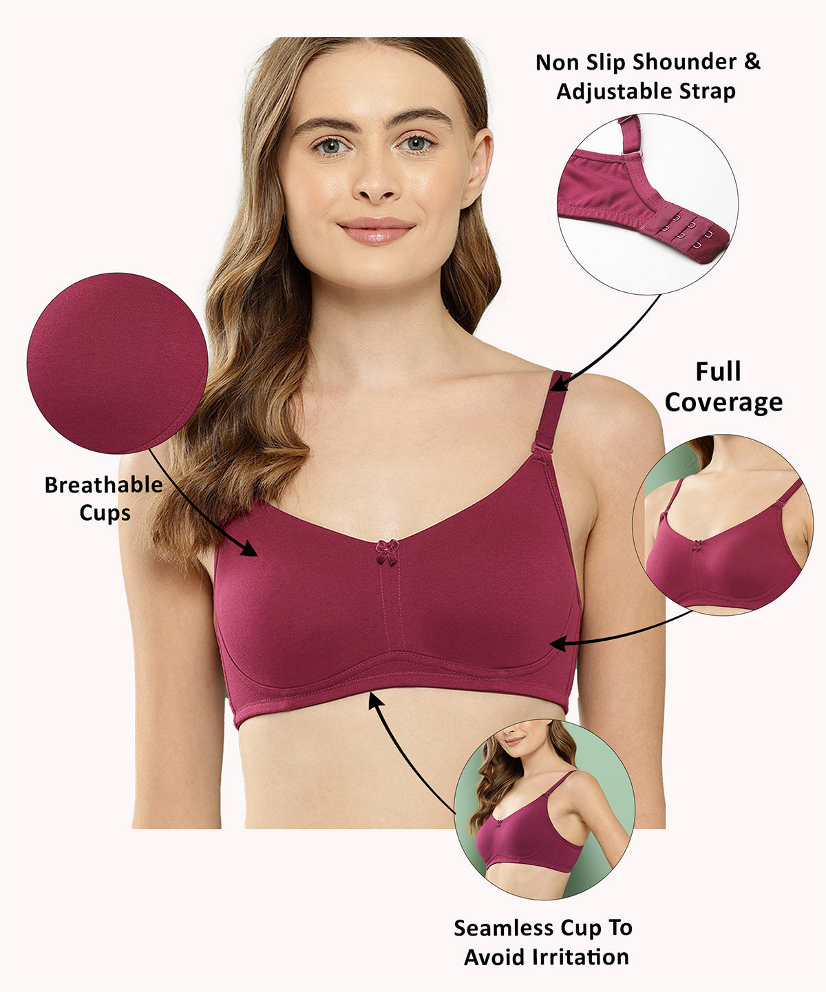 Maroon T Shirt Bra