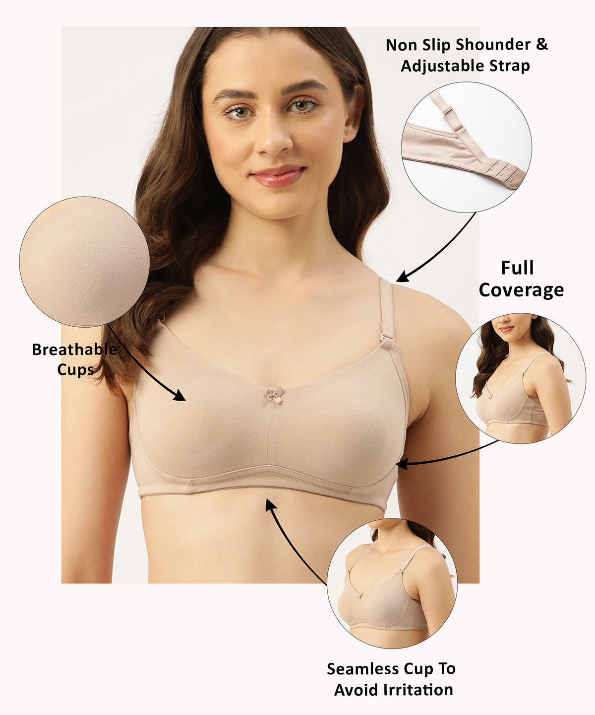 Women's Solid Non-Padded Non Wired T-Shirt Bra