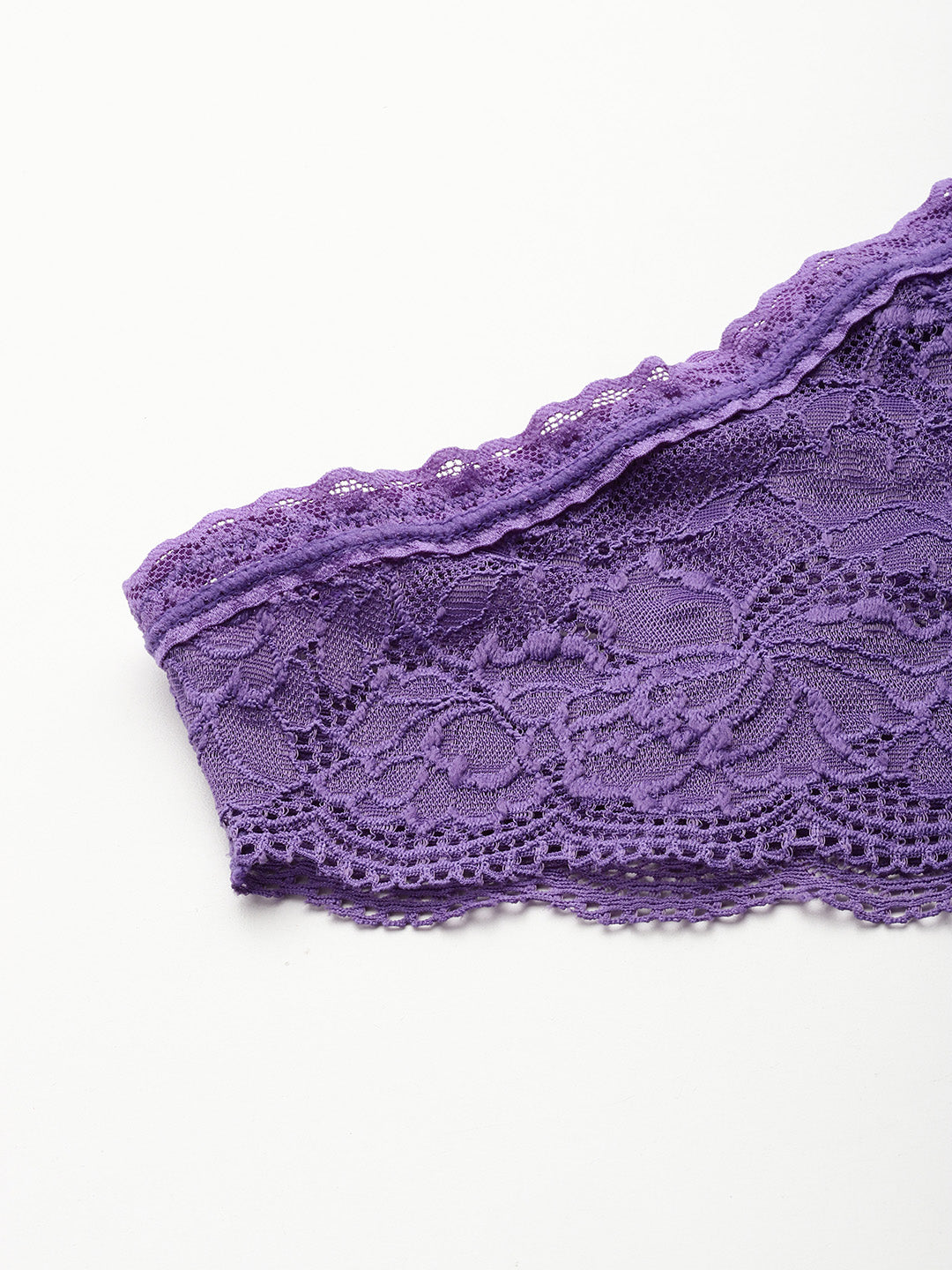 Leading Lady Women's Solid Lace Non-Padded Non-Wired Stylish Bra & Mid Rise Bikini Panty Purple Full Coverage Lingerie Set [ SET-1027-2 ]
