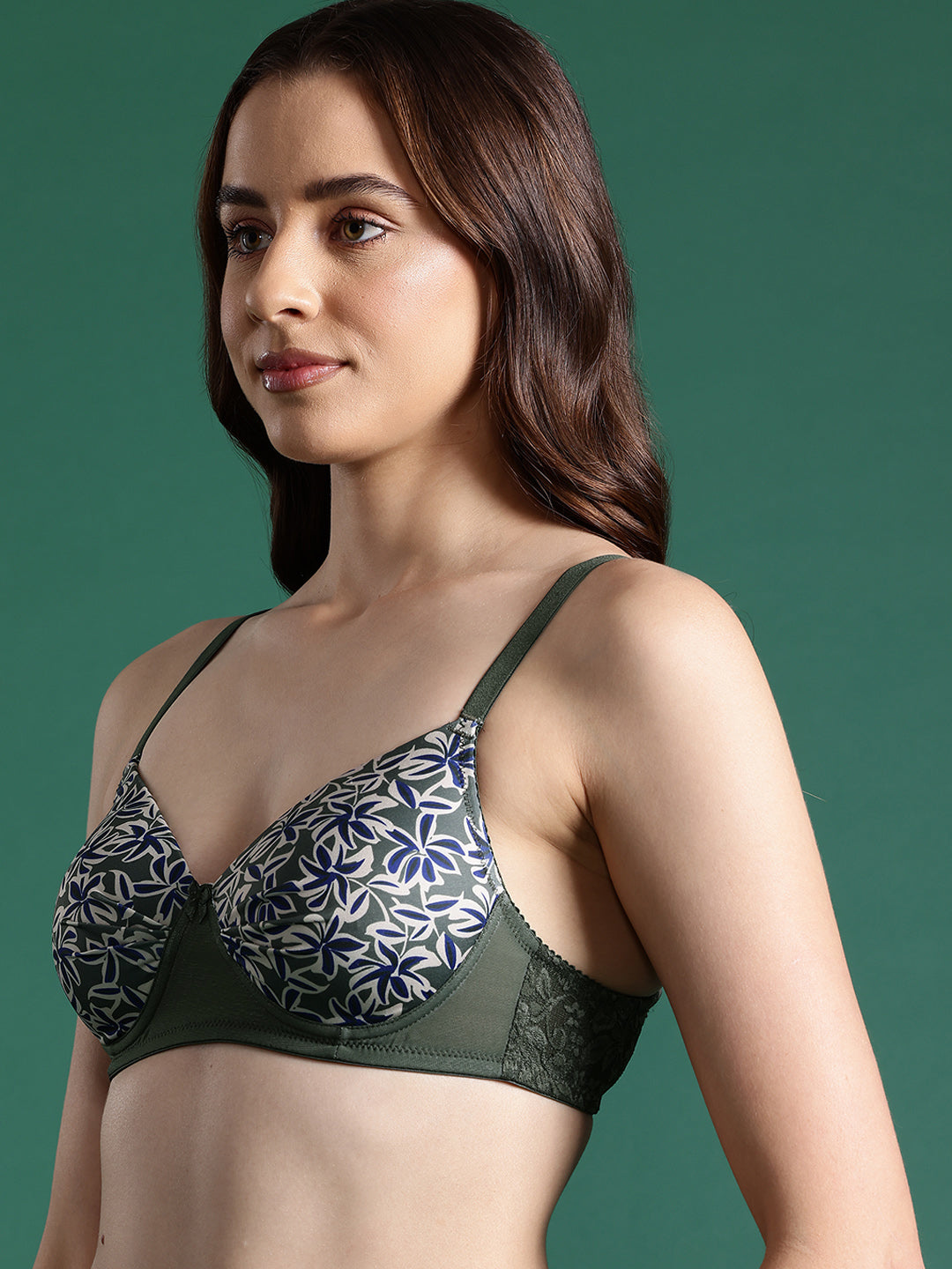 LEADING LADY Leading Lady Women's Printed Lightly Padded Women T-Shirt Bra Green BRA-4070-1 Leading Lady