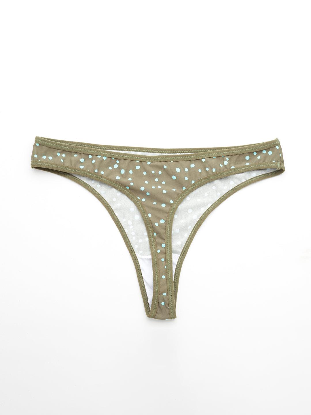 Leading Lady Women's Printed Thong Brief Pack of 2 (Navy Blue & Green) | TG-7007-08-2 | Leading Lady