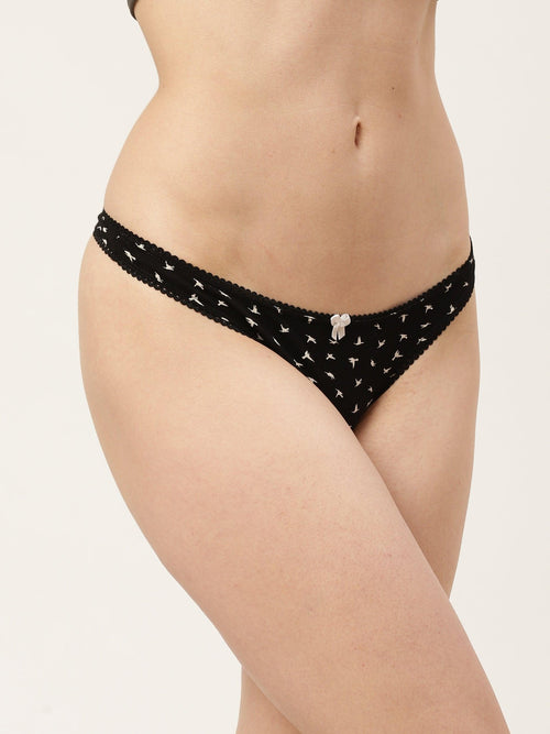 Women Printed Low-Rise Thong Panty Pack of-3 | Bird | Leading Lady