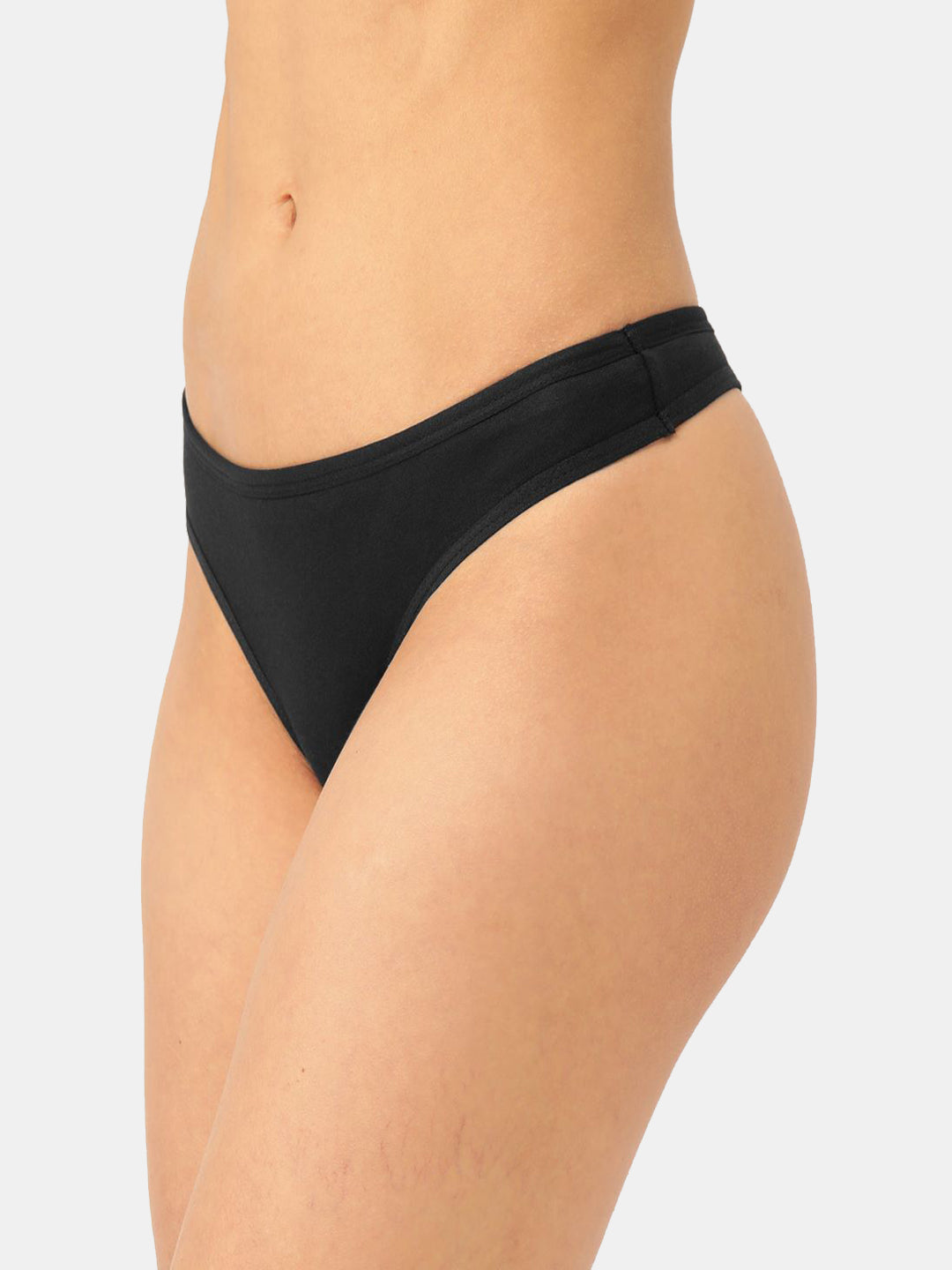 Women’s Solid Black Low-Rise Thong Brief | SUNNY-BLK-1 | Leading Lady