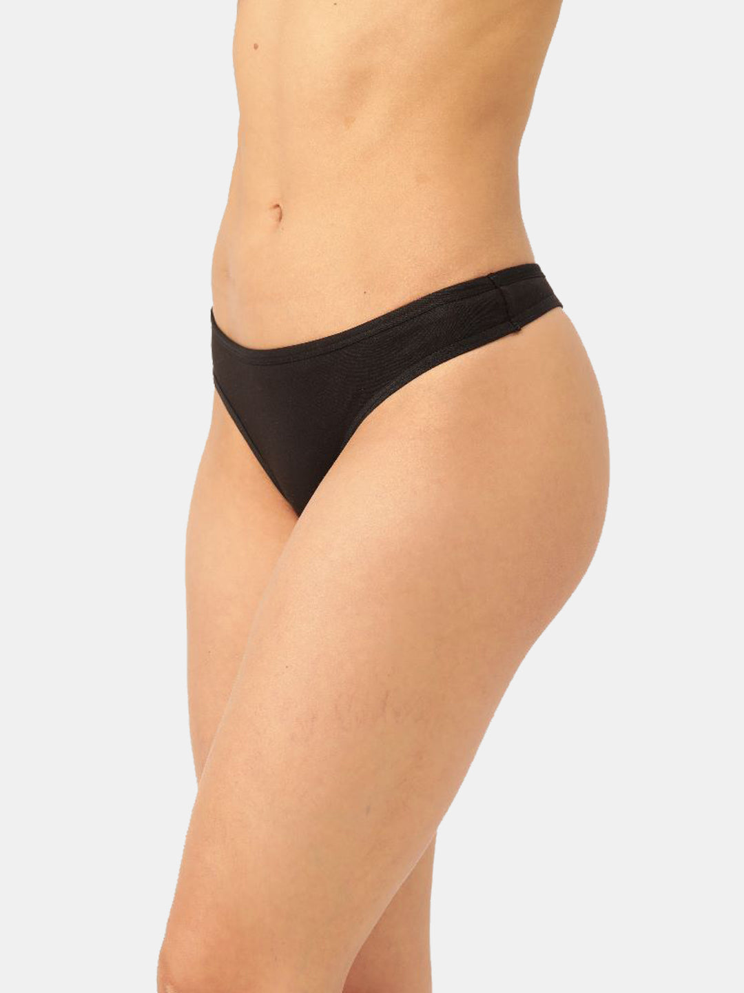 Women’s Solid Black Low-Rise Thong Brief | SUNNY-BLK-1 | Leading Lady
