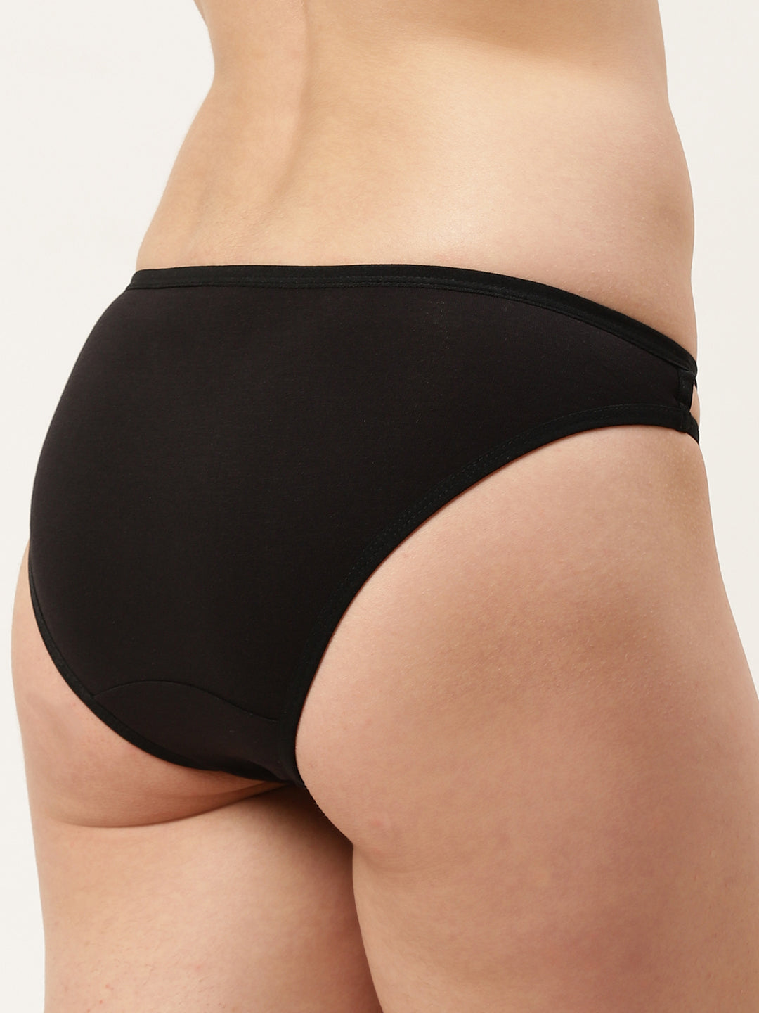 Women’s Solid Black Mid-Rise Bikini Brief | MARY-BK-1 | Leading Lady