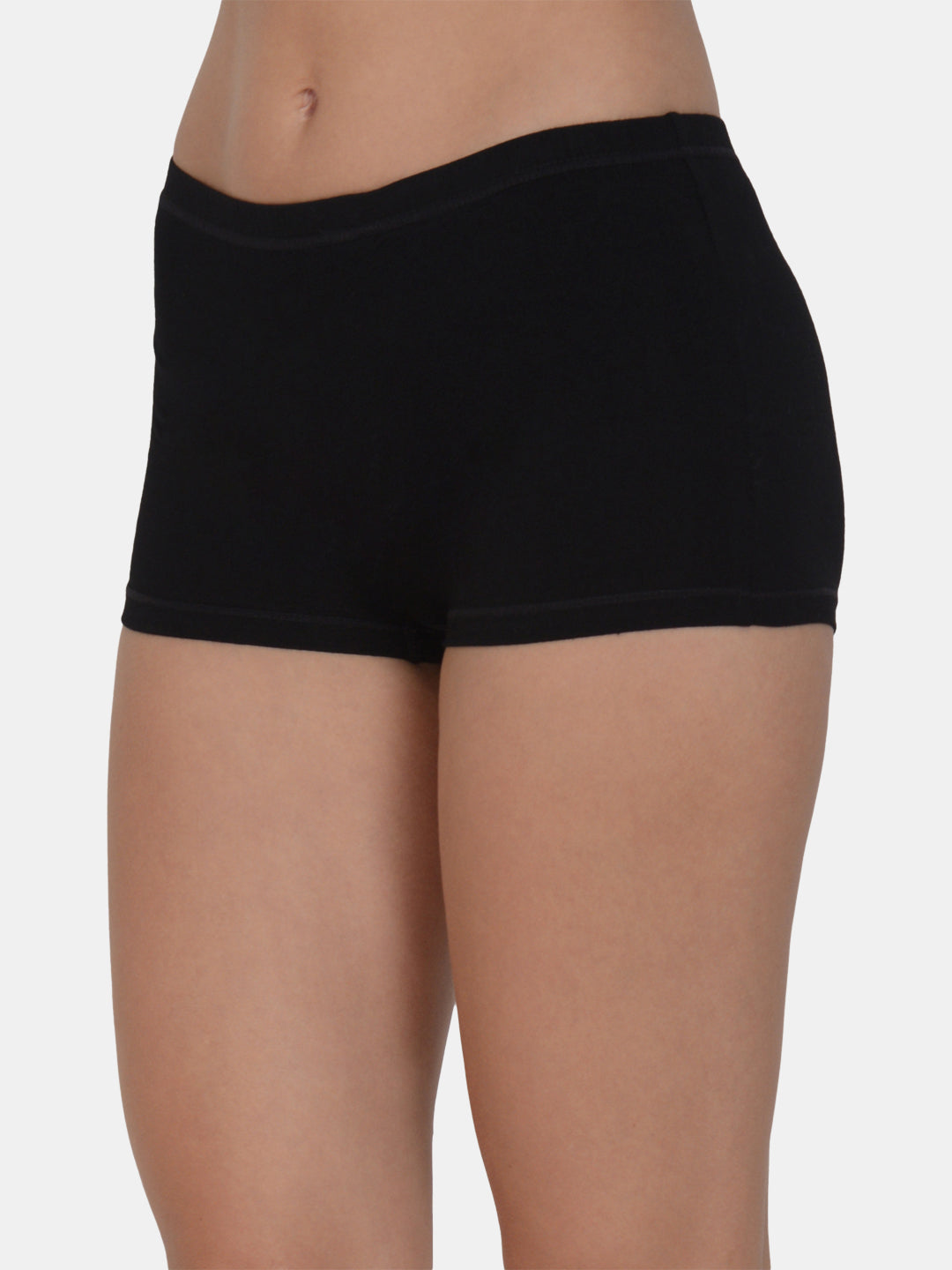 Women’s Solid Black Mid-Rise BoyShort Brief | JOY-BLK-1 | Leading Lady