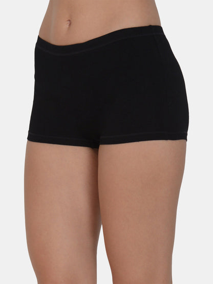 Women’s Solid Black Mid-Rise BoyShort Brief | JOY-BLK-1 | Leading Lady
