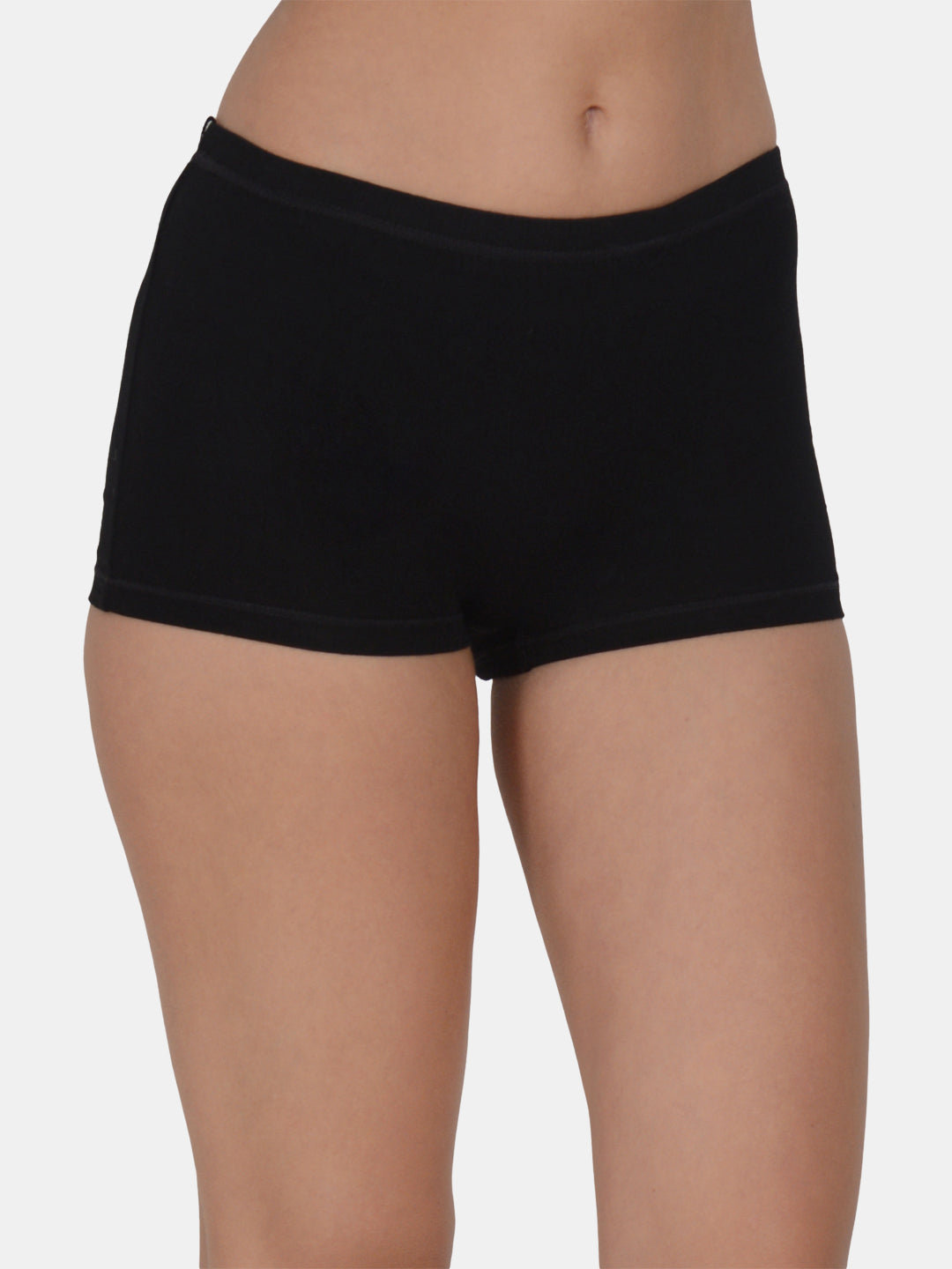 Women’s Solid Black Mid-Rise BoyShort Brief | JOY-BLK-1 | Leading Lady