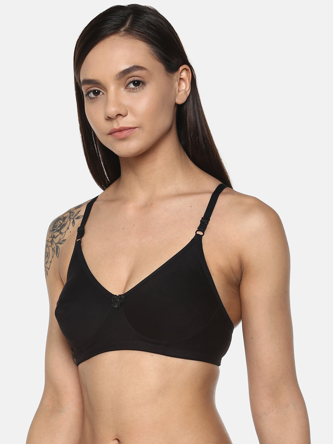 Women's Solid Black Non-Padded T-Shirt Bra | COOL-BLK-1 | Leading Lady