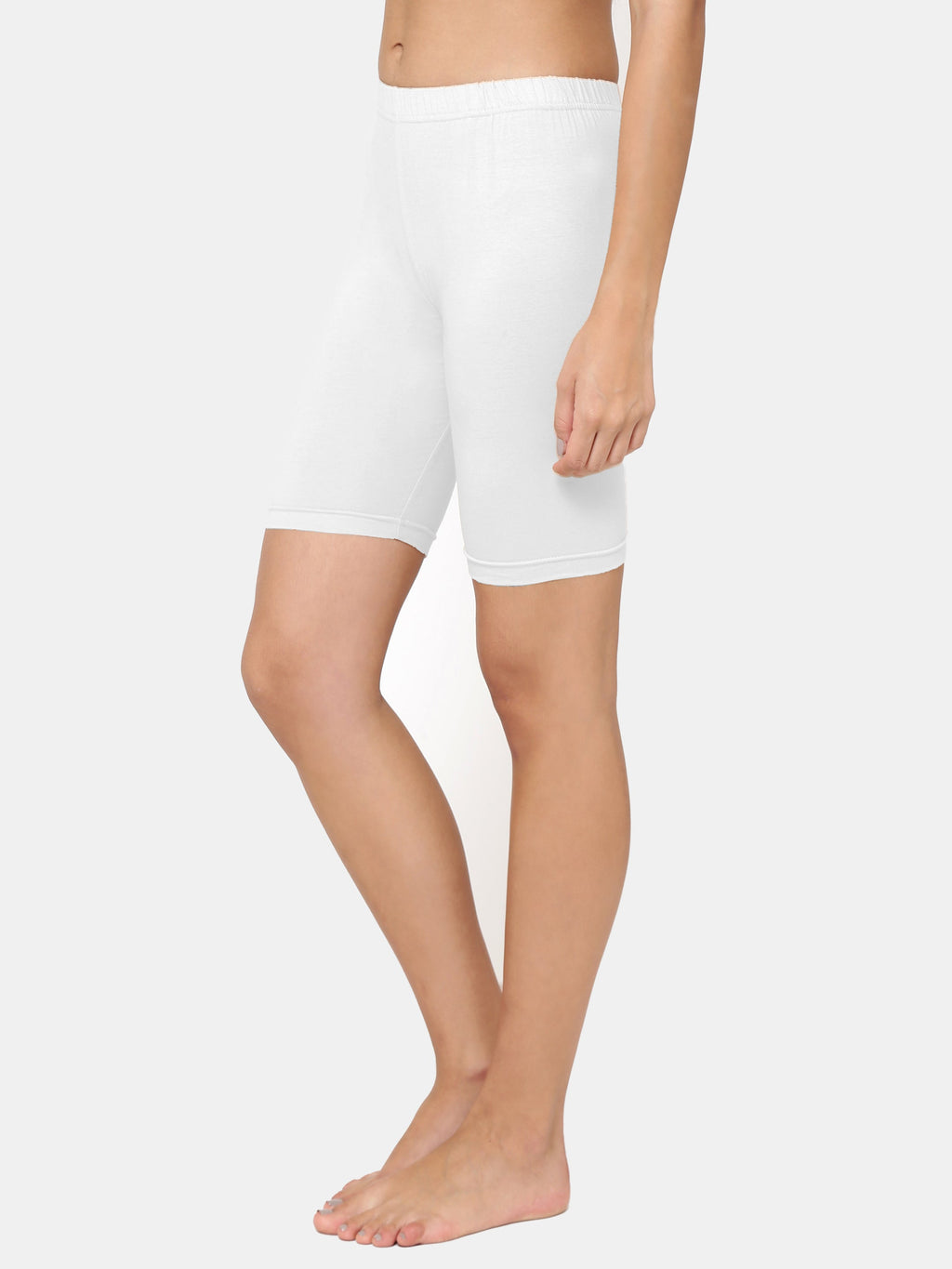 Women's Solid Cotton White Workout/Training Shorts | C-SHORT-WH-1 | Leading Lady