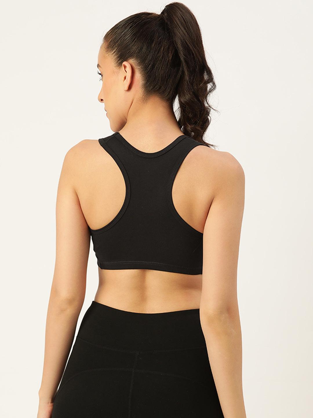 Women's Solid Non-Padded Sports Bra | SPB-4101-BLK-1 | Leading Lady