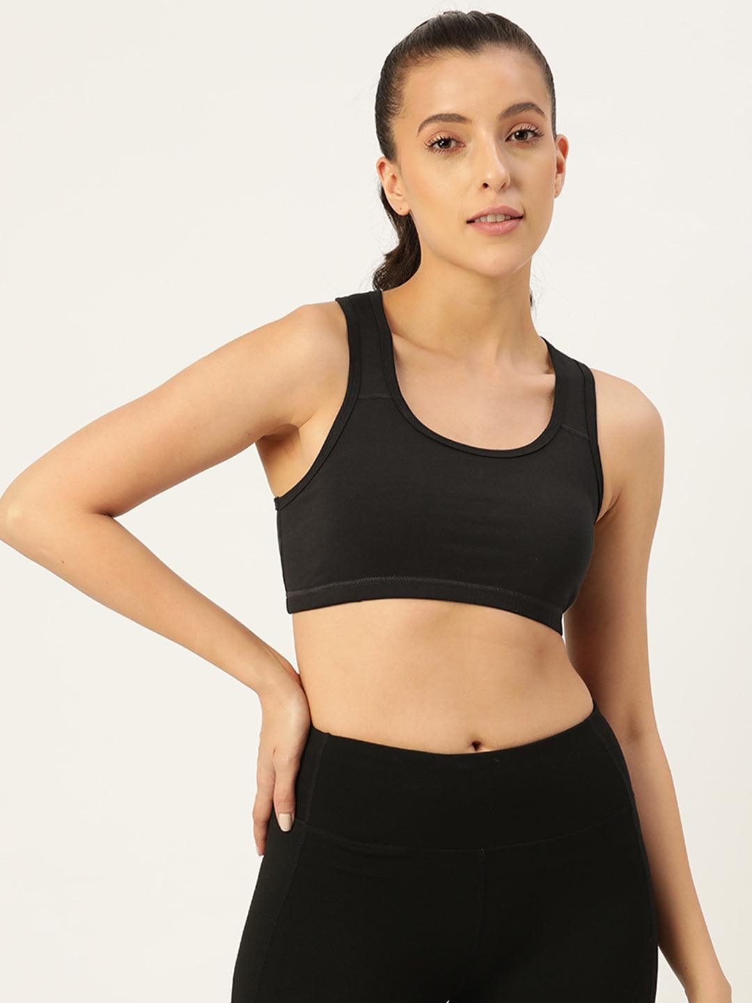 Women's Solid Non-Padded Sports Bra | SPB-4101-BLK-1 | Leading Lady
