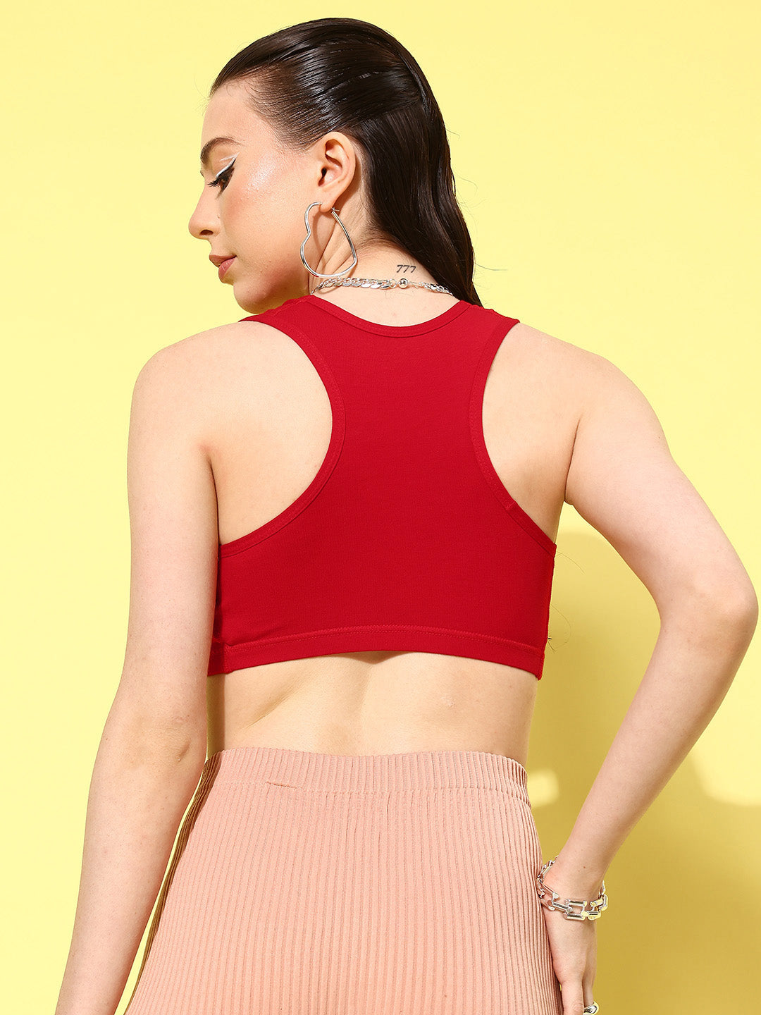 Women's Solid Non-Padded Sports Bra | SPB-4101-RD-1 | Leading Lady