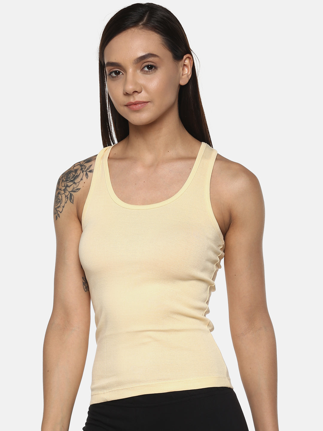 Women's Solid Pure Cotton Camisole with Racerback Style | SARA-SKN-1 | Leading Lady