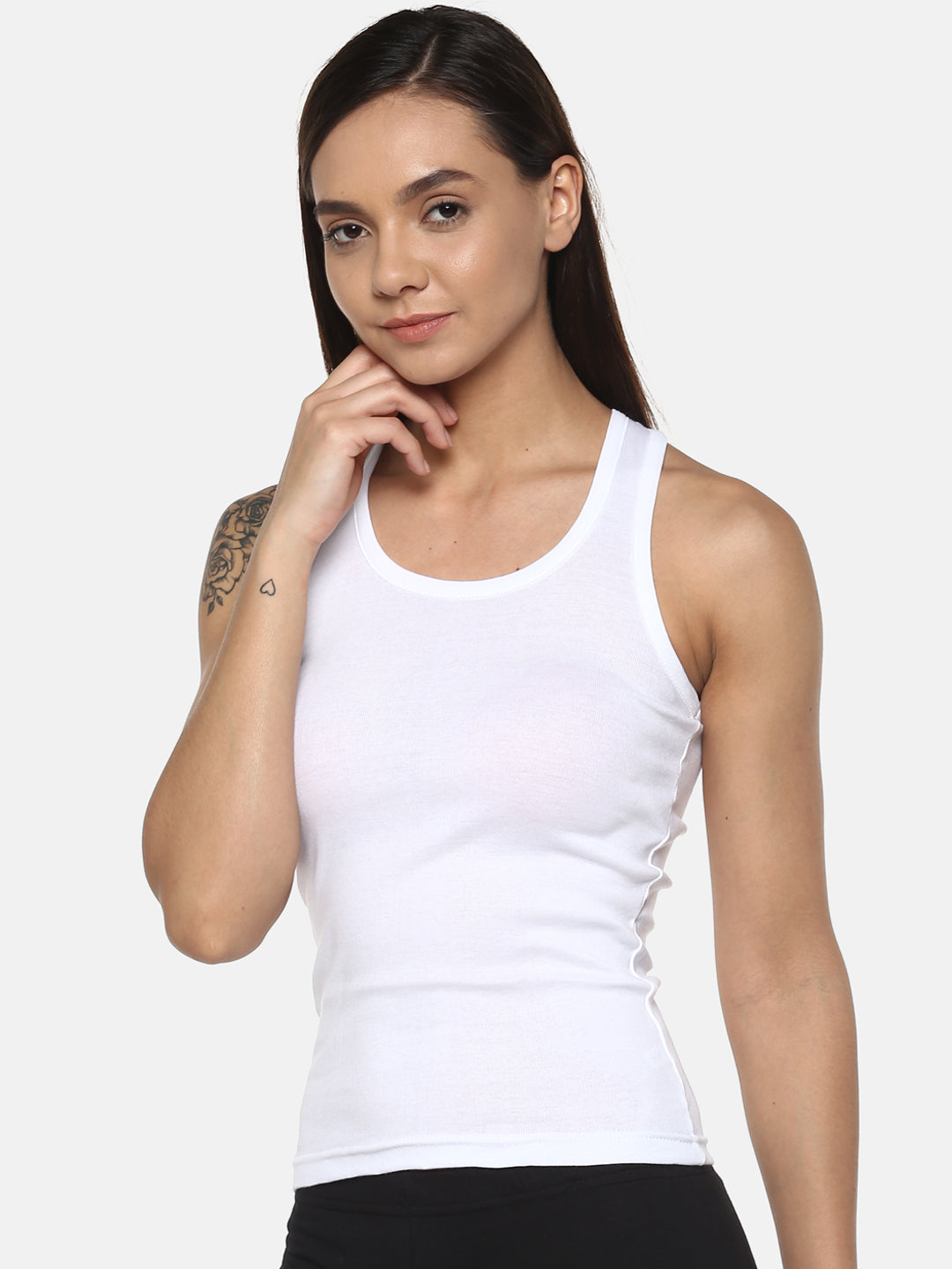 Women's Solid Pure Cotton Camisole with Racerback Style | SARA-WH-1 | Leading Lady