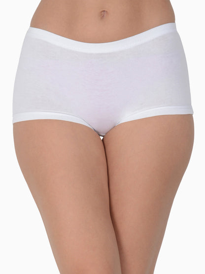 Women’s Solid White Mid-Rise BoyShort Brief | JOY-WH-1 | Leading Lady