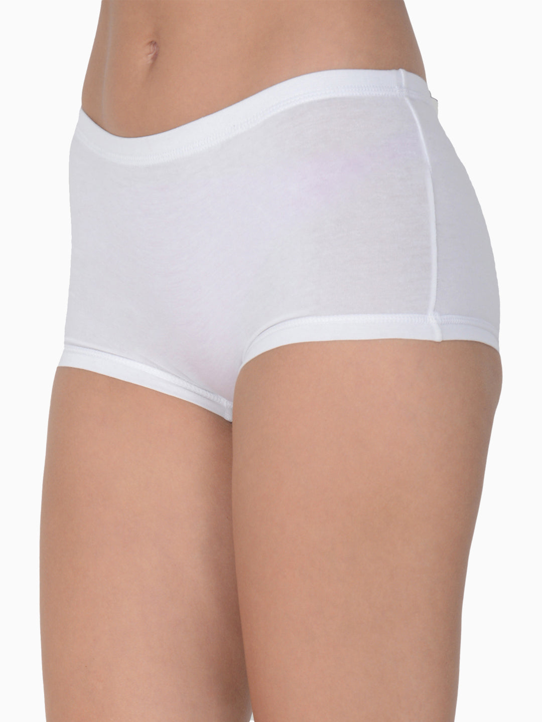 Women’s Solid White Mid-Rise BoyShort Brief | JOY-WH-1 | Leading Lady