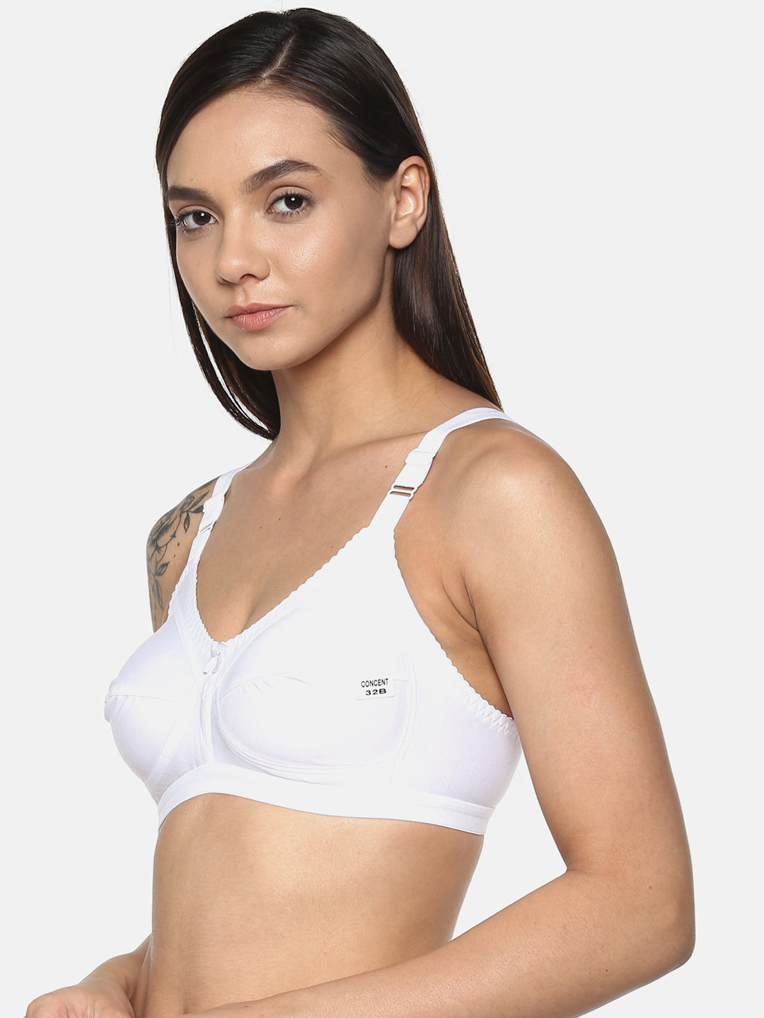 Women's Solid White Non-Padded Cotton T-Shirt Bra | CONCENT-WH-1 | Leading Lady