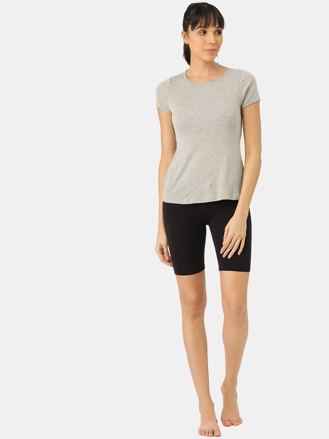 Women's Solid Cotton Black Workout/Training Shorts | C-SHORT-BLK-1 | Leading Lady